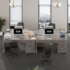 Bureau de direction de style campagnard, bureau à domicile avec tiroir pour dossiers suspendus, support pour écran, prise électrique