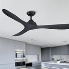 Ventilateur de plafond moderne noir à 3 pales de 56 pouces avec télécommande