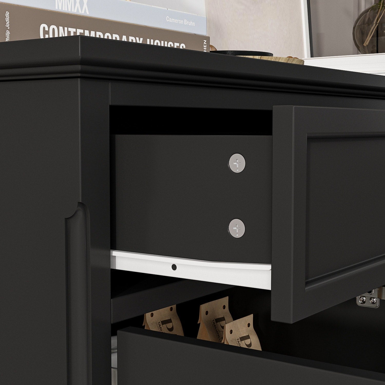 Buffet blanc laqué de style moderne et contemporain du milieu du siècle, 150 cm