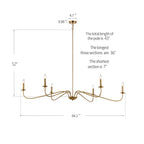 Lustre minimaliste à 6 lumières de 162,5 cm (64 pouces) en noir mat/or/chrome - Non disponible