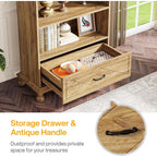 Bibliothèque à 6 étagères avec tiroir, étagère de 71 livres pour salon