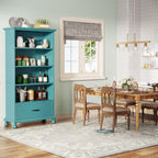 Bibliothèque à 6 étagères avec tiroir, étagère de 71 livres pour salon