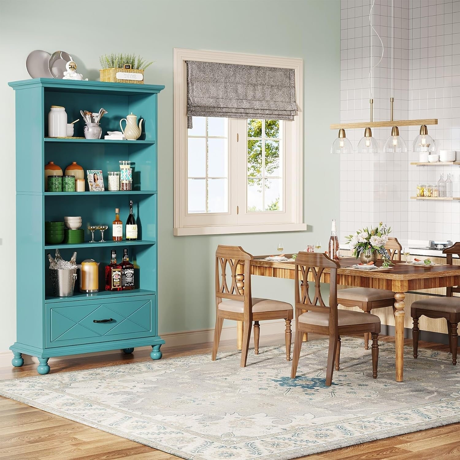 Bibliothèque à 6 étagères avec tiroir, étagère de 71 livres pour salon