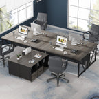 Bureau d'ordinateur en L de 63 pouces avec caisson latéral de 47 pouces, ensemble de bureau de direction pour bureau à domicile