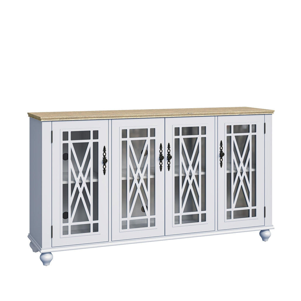 Buffet/meuble d'appoint de cuisine en bois de style vintage - Largeur : 63 pouces