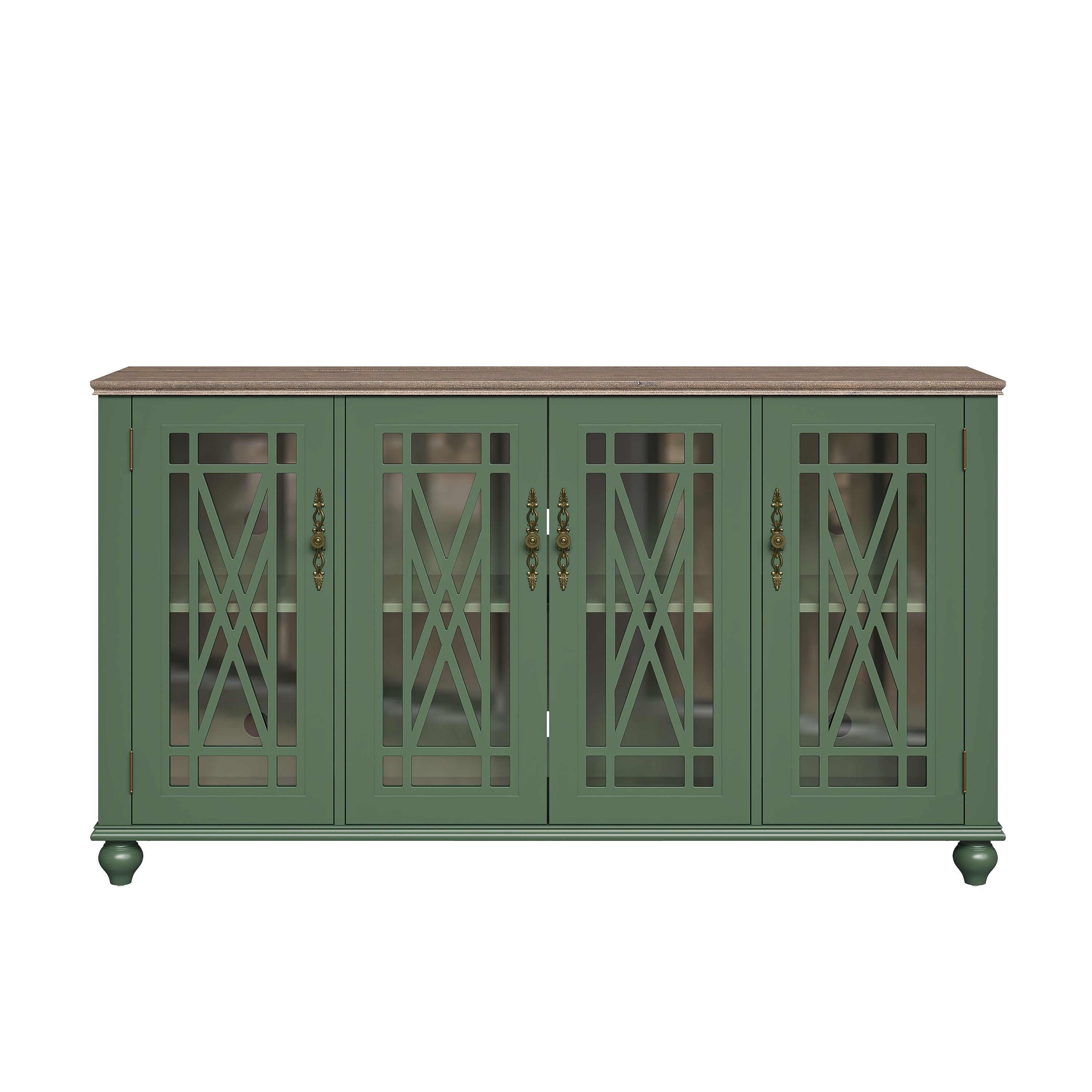 Buffet/meuble d'appoint de cuisine en bois de style vintage - Largeur : 63 pouces