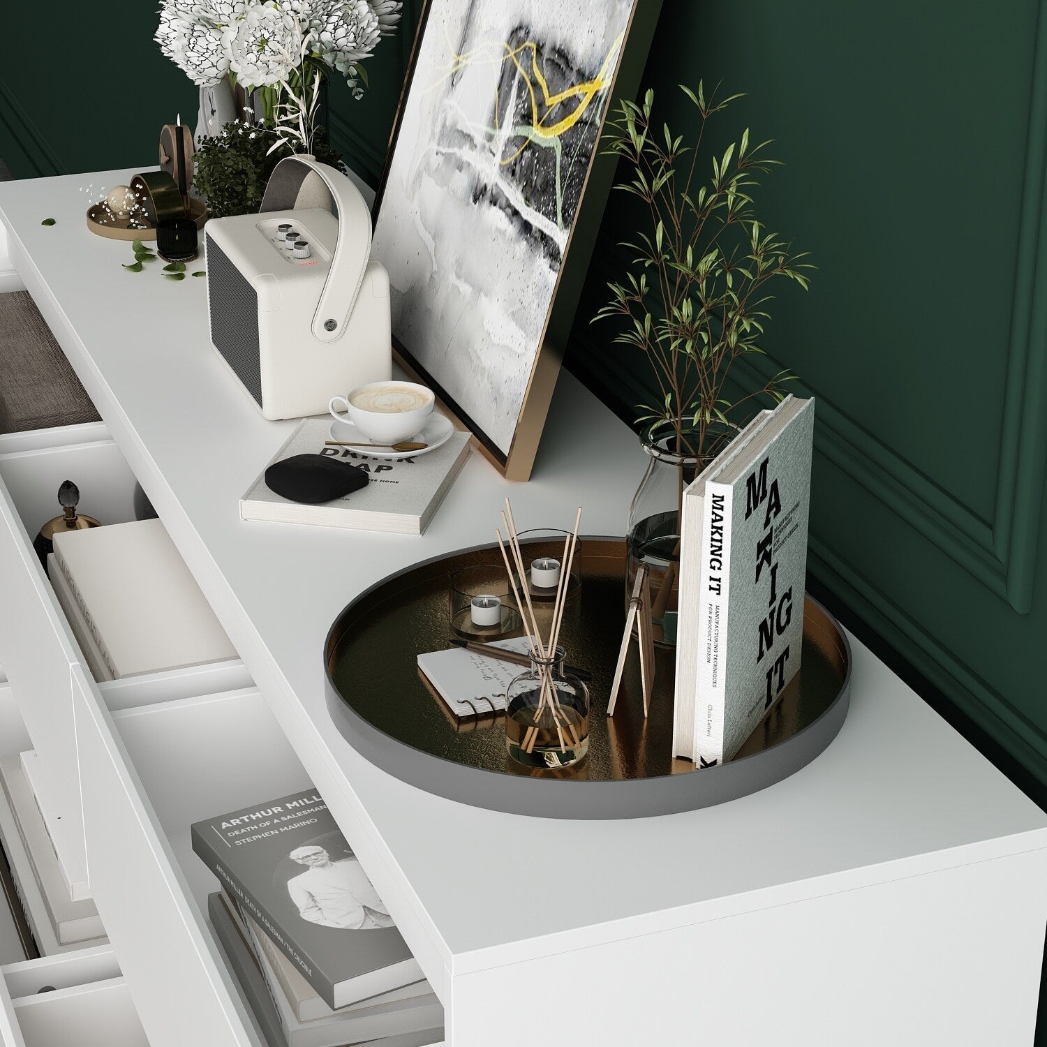 Commode d'appoint 63W à 9 tiroirs pour salon ou chambre