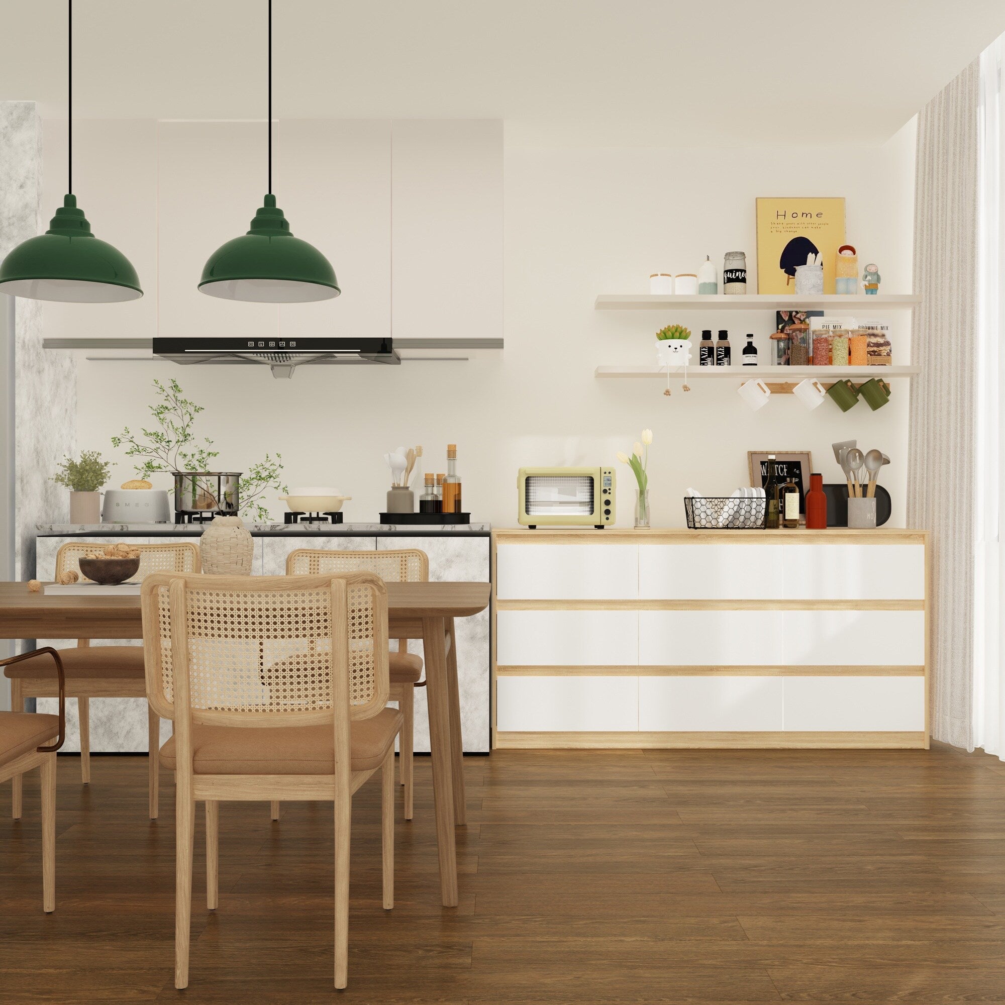 Commode d'appoint 63W à 9 tiroirs pour salon ou chambre