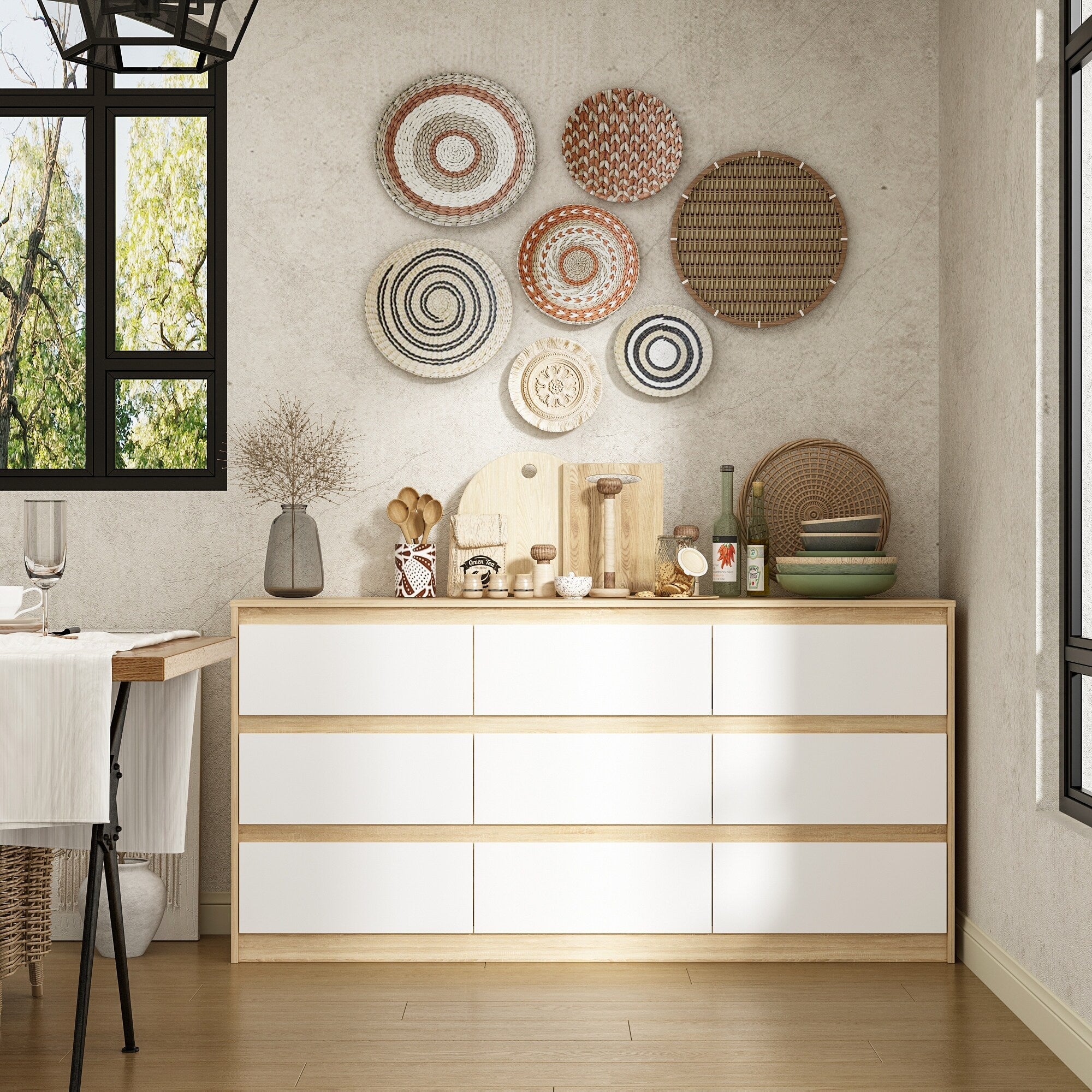 Commode d'appoint 63W à 9 tiroirs pour salon ou chambre