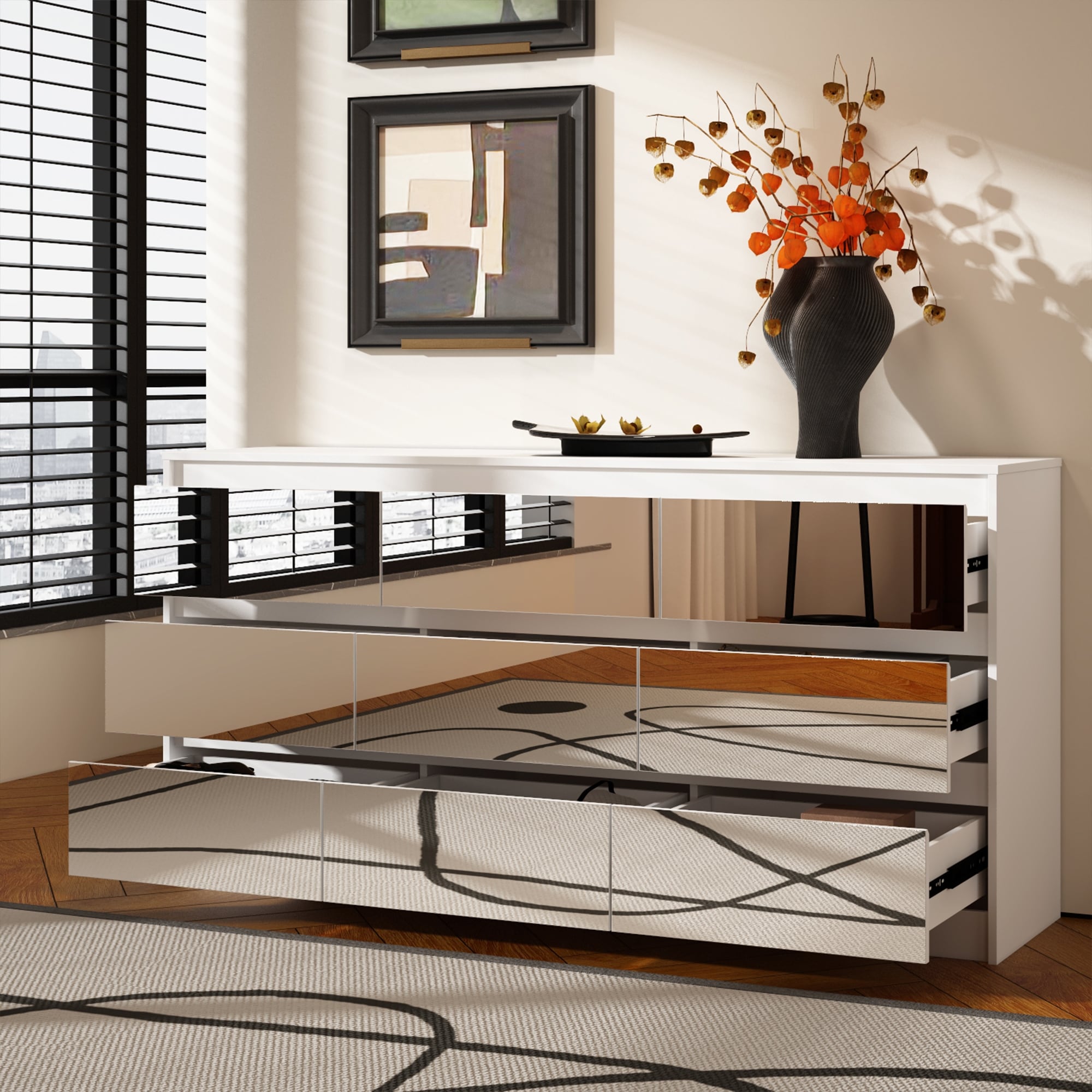 Commode d'appoint 63W à 9 tiroirs pour salon ou chambre