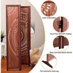 Paravent pliant en bois massif de 65 pouces de haut