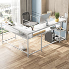 L Shaped Desk with Monitor Shelf, Reversible Corner Computer Desk for Office Home 69