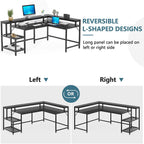 L Shaped Desk with Monitor Shelf, Reversible Corner Computer Desk for Office Home 69