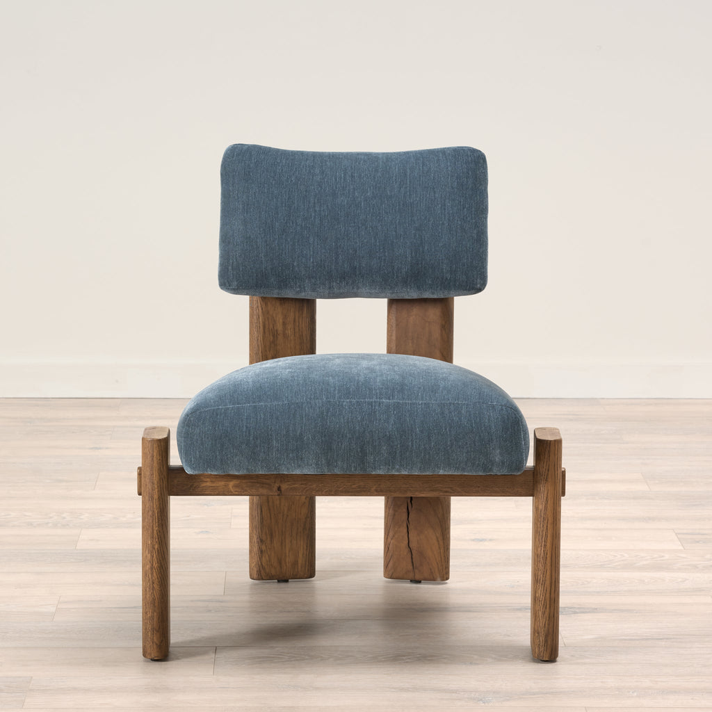 Fauteuil d'appoint Cassius en tissu épais bleu nuit