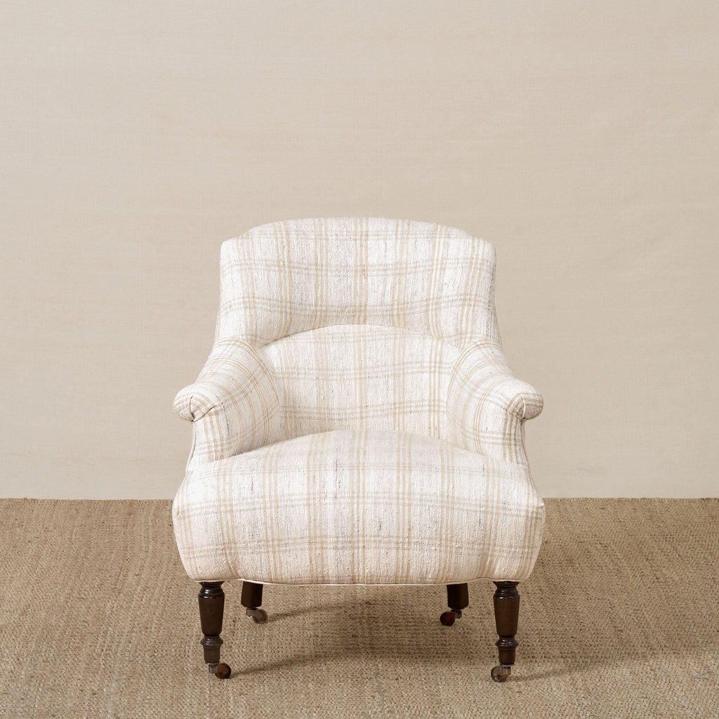 Fauteuil Tulipe en tissu de chanvre unique en son genre, signé John Derian