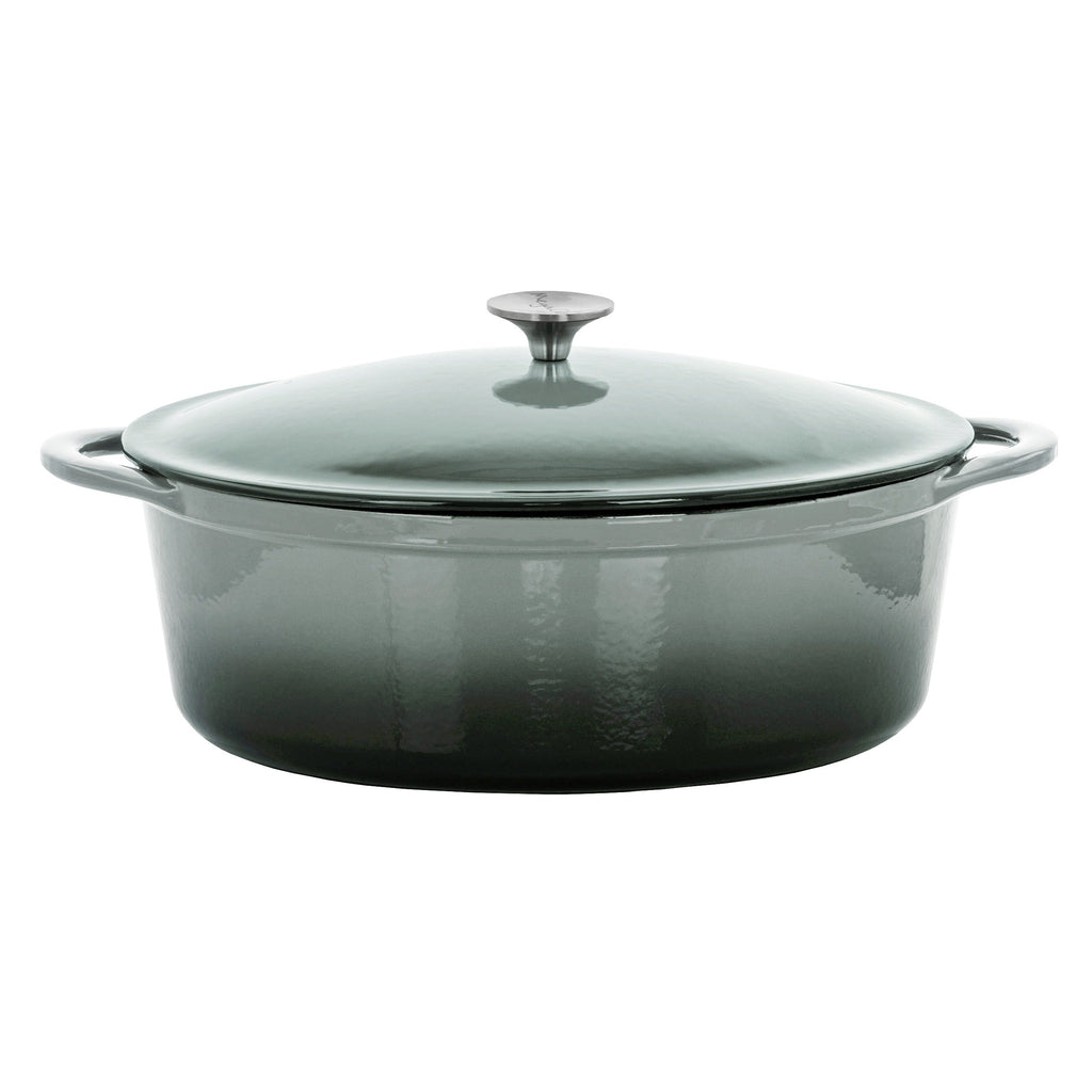 Cocotte ovale en fonte émaillée de 7 litres, couleur Nuage d'orage