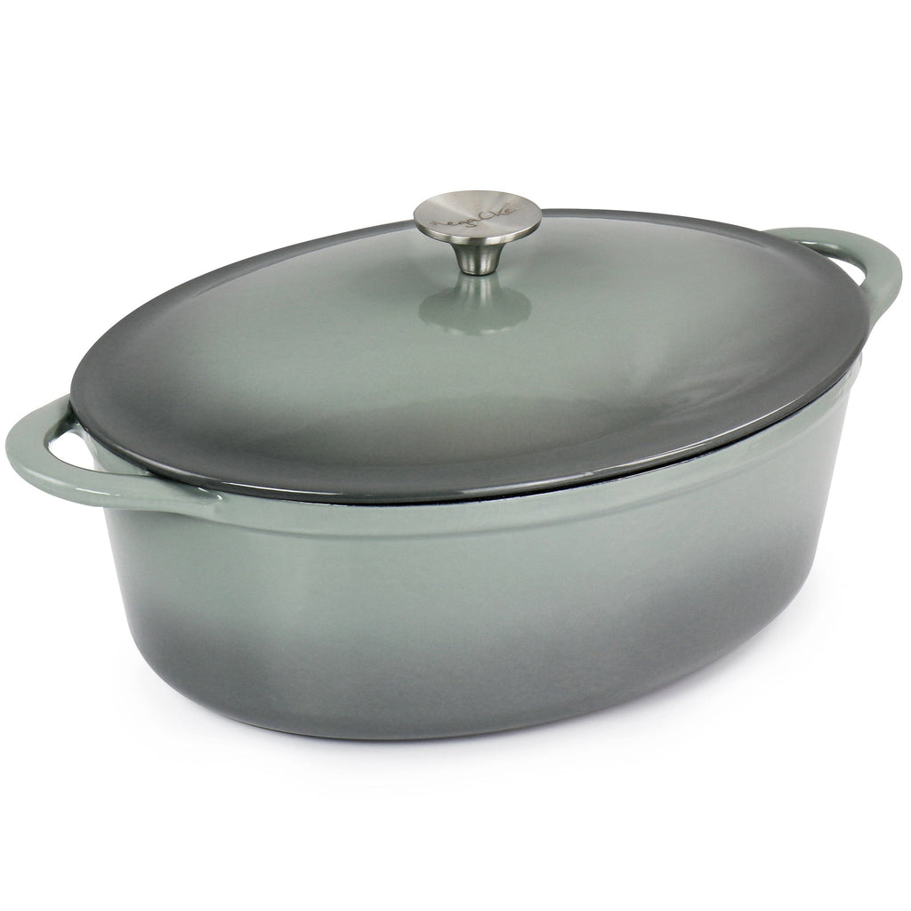 Cocotte ovale en fonte émaillée de 7 litres, couleur Nuage d'orage