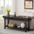 Console longue de style campagnard en bois massif de 70,8 pouces, table basse