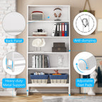 Bibliothèque de 180 cm de haut, étagère à 5 niveaux - 30 cm de profondeur x 80 cm de largeur x 180 cm de hauteur