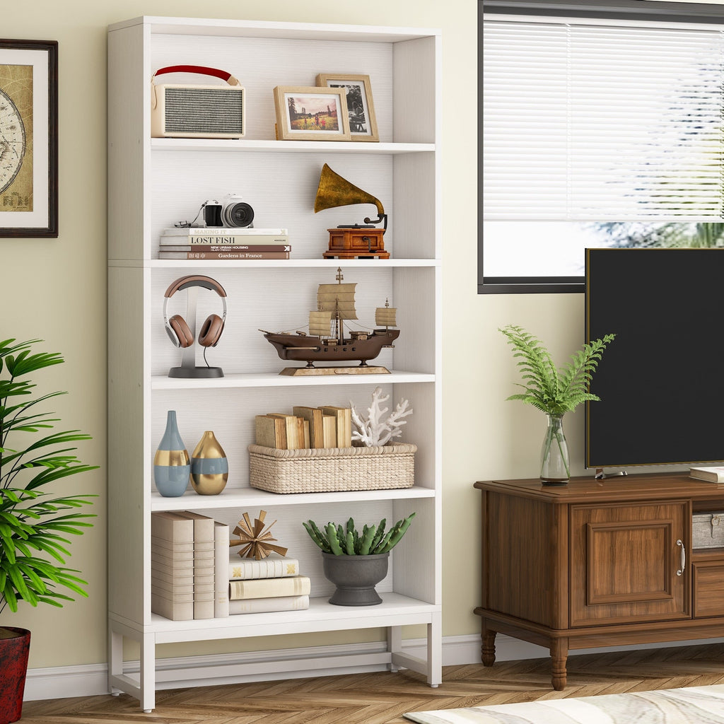 Bibliothèque de 180 cm de haut, étagère à 5 niveaux - 30 cm de profondeur x 80 cm de largeur x 180 cm de hauteur