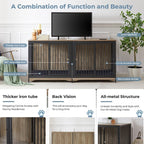 Meuble TV pour cage pour chien de grande race de 70,86 pouces avec coussin et double compartiment (coussin non inclus)