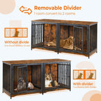 Meuble TV pour cage pour chien de grande race de 70,86 pouces avec coussin et double compartiment (coussin non inclus)