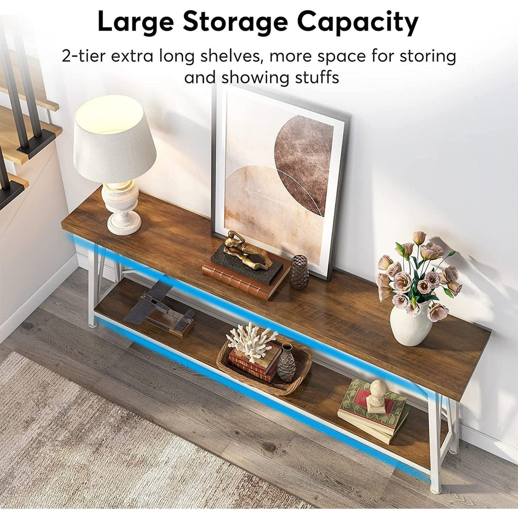 Table console extra longue de 70,9 pouces, style industriel.