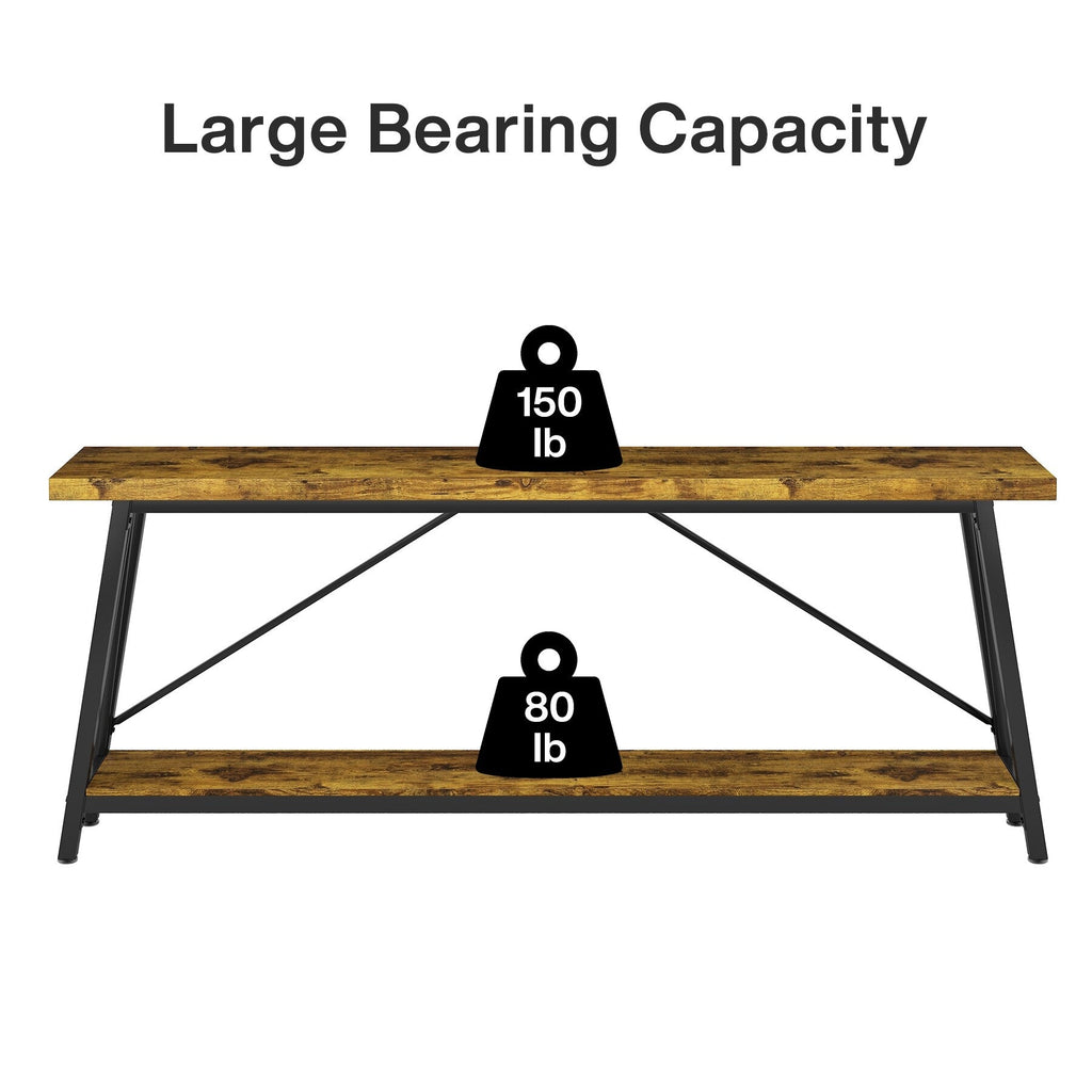 Table console extra longue de 70,9 pouces, style industriel.