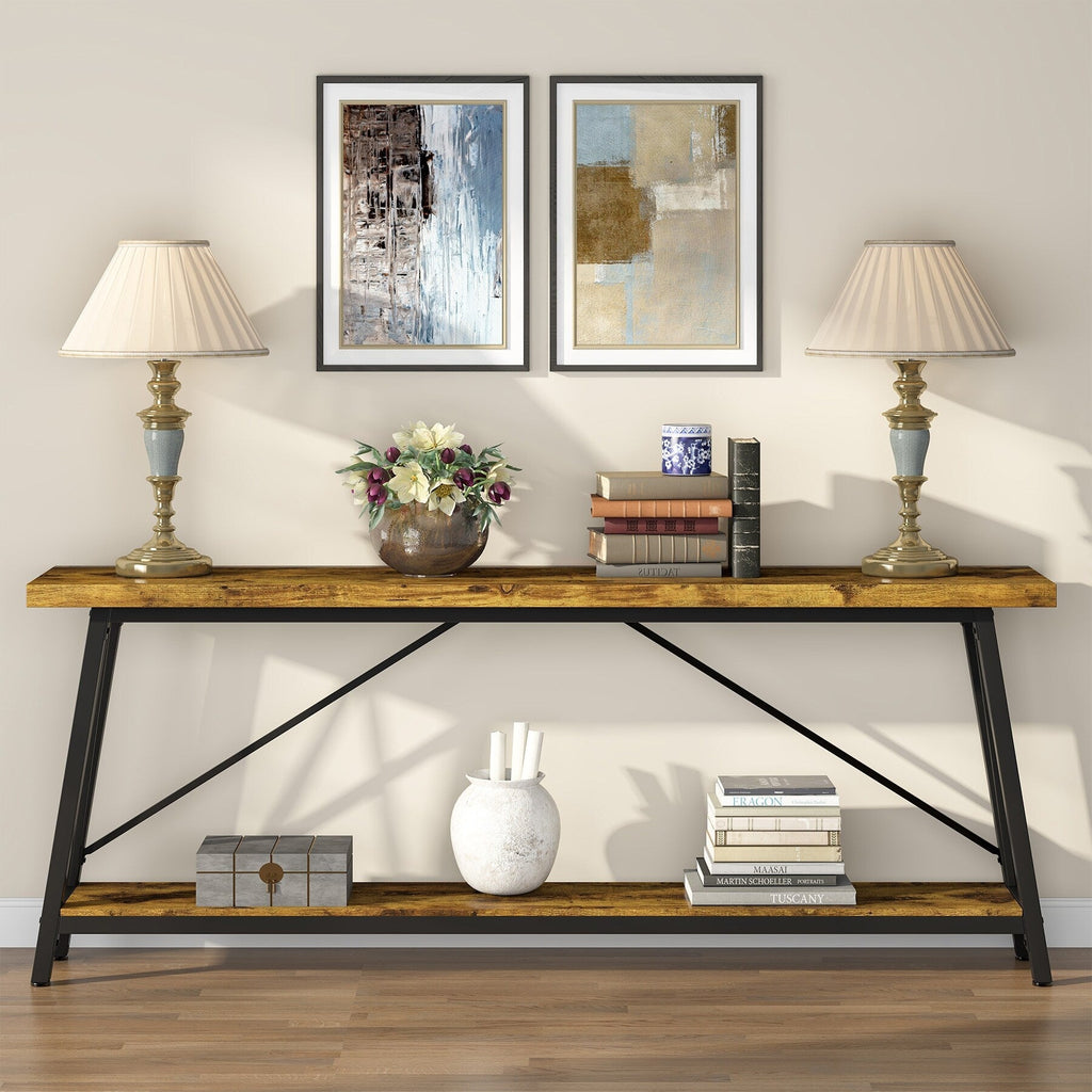 Table console extra longue de 70,9 pouces, style industriel.