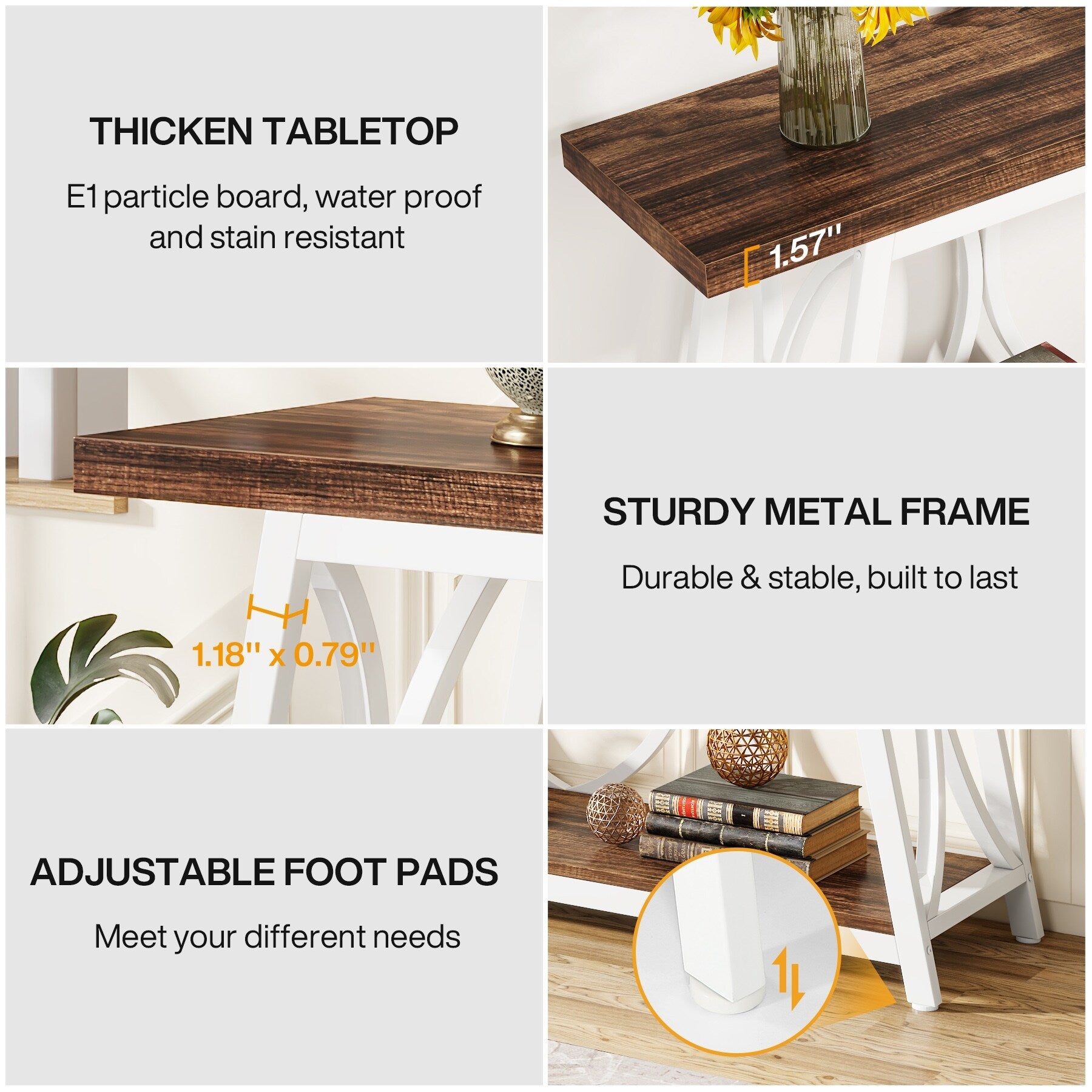 Table console extra longue de 70,9 pouces, table d'appoint pour canapé de salon