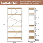 Bibliothèque industrielle 71, étagère à 6 niveaux en bois brun rustique, étagères ouvertes