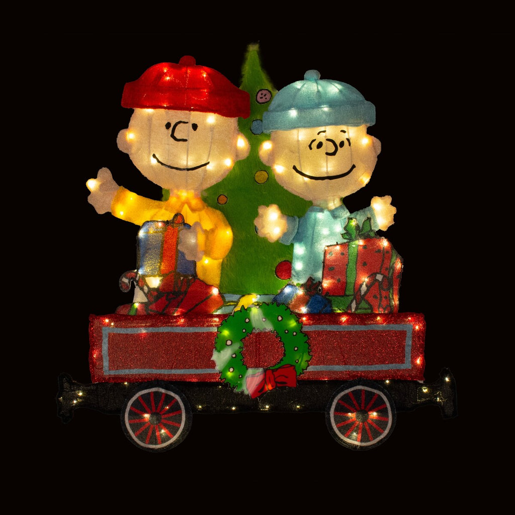 Ensemble de train 2 pièces Peanuts pré-illuminé à LED pour jardin