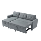 81.5'' Upholstered Convertible 3 Seater Sleeper Sofa with Pull-Out Bed, Reversible Storage Chaise, and Back Cushions