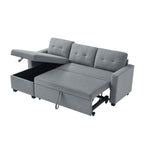 81.5'' Upholstered Convertible 3 Seater Sleeper Sofa with Pull-Out Bed, Reversible Storage Chaise, and Back Cushions