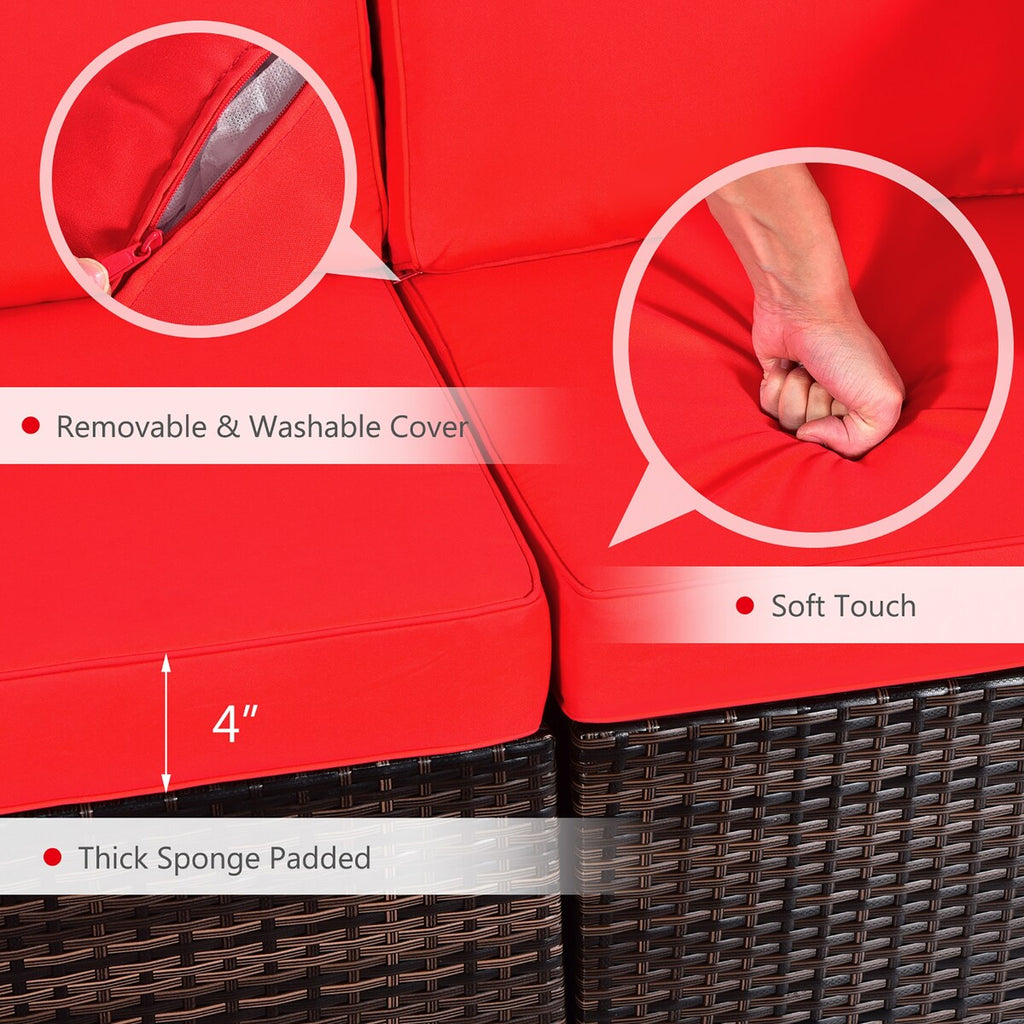 8PCS Patio Rattan Furniture Set Fire Pit Table Tank Holder Cover Deck