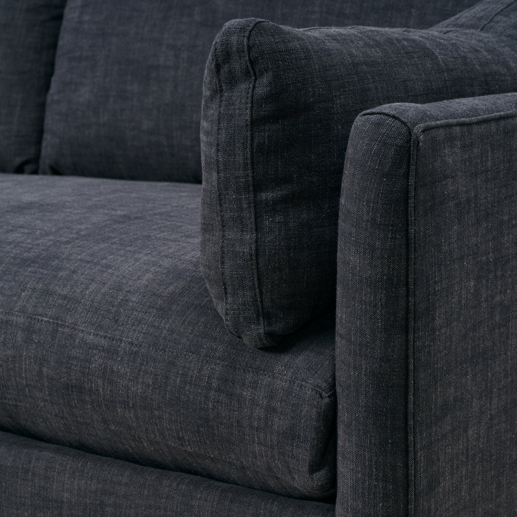 Canapé Holloway revêtu de tissu noir délavé lavable (90)