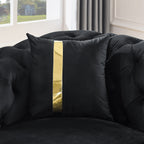 90.6 Velvet 3-Seater Sofa with 2 Pillows High-Density Cushions, Gold Accents, and Pillows