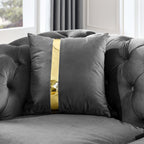 90.6 Velvet 3-Seater Sofa with 2 Pillows High-Density Cushions, Gold Accents, and Pillows