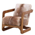 Fauteuil d'appoint Brayden en cuir de chèvre marron et teck