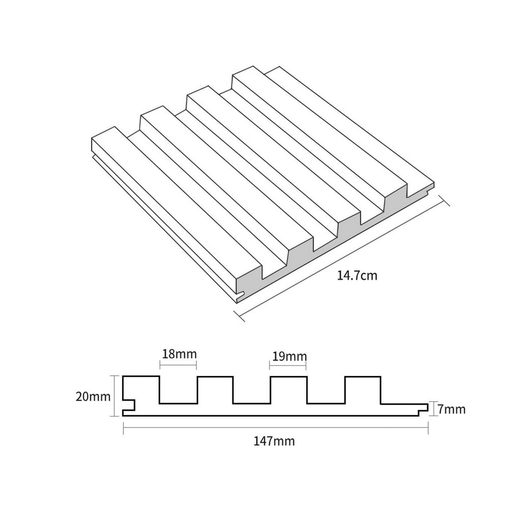 Panneau de revêtement mural en bois massif 93 po x 6 po x 0,8 po - 3 pièces + 1 pièce de finition