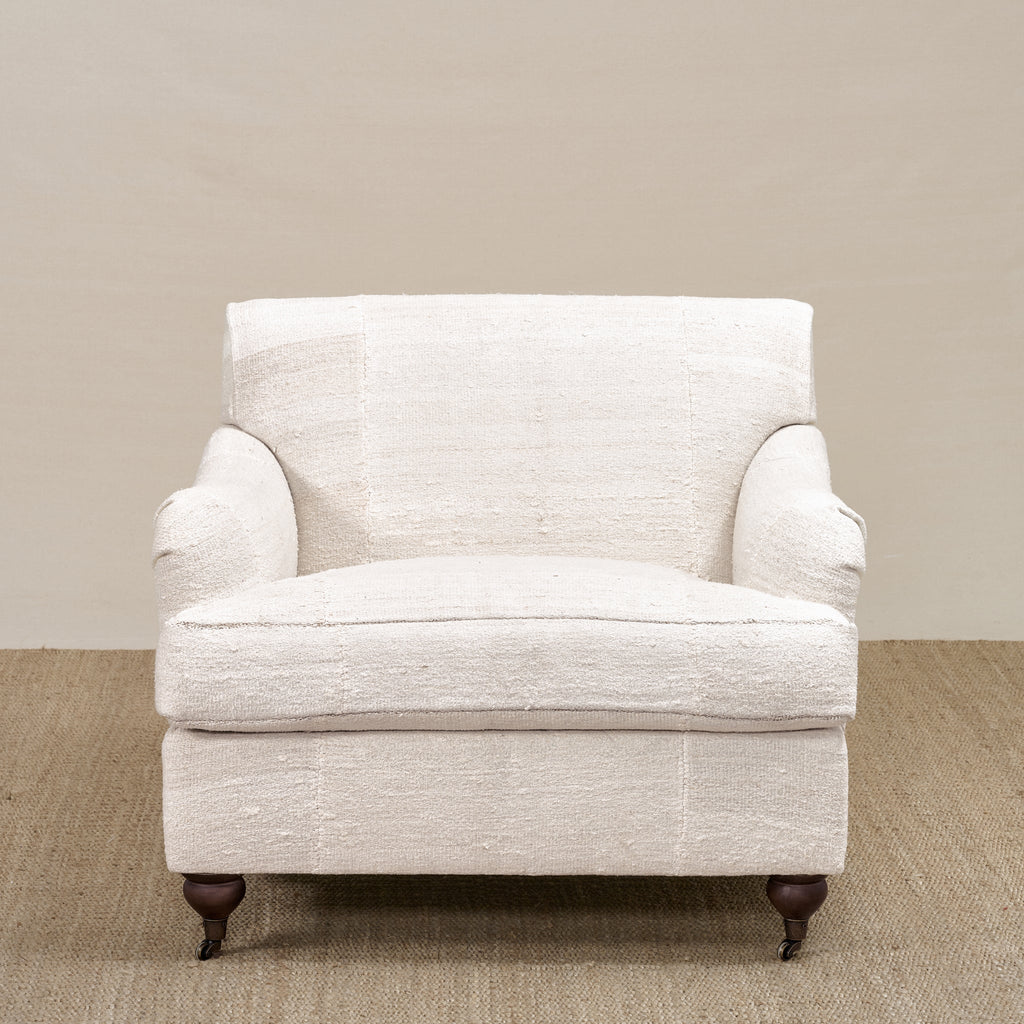 Fauteuil club anglais recouvert de chanvre vintage D