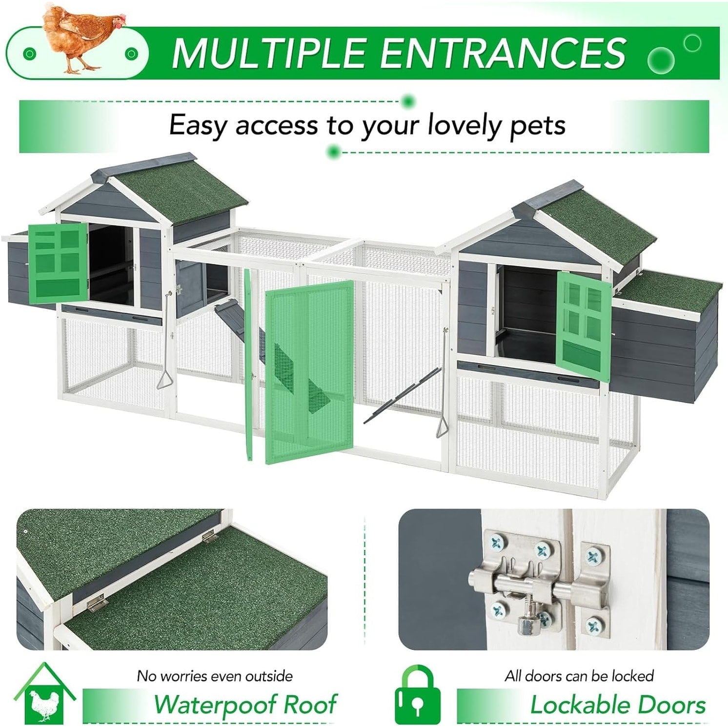 Poulailler AECOJOY 144'' Grand enclos, cage à volailles en bois