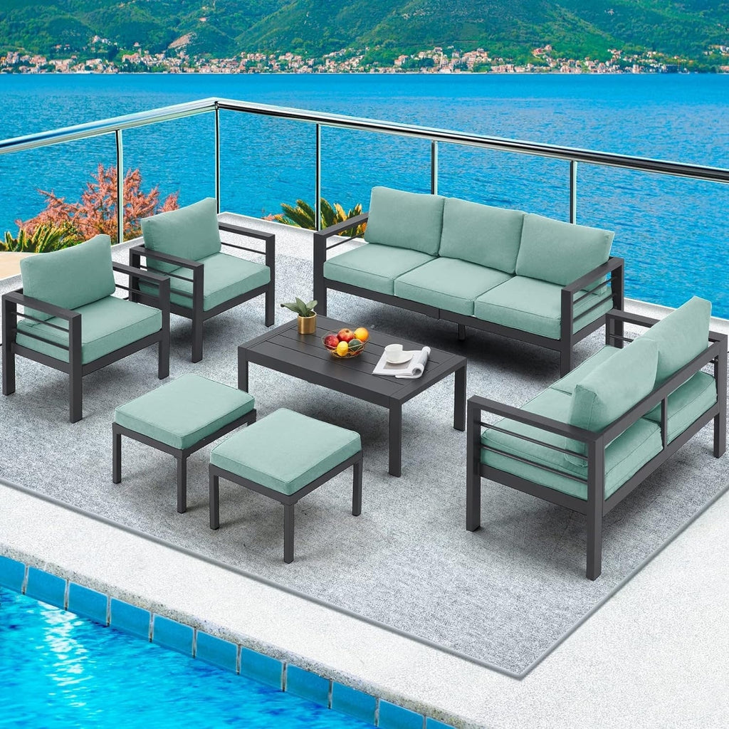 AECOJOY 7 Pieces Aluminum Patio Furniture Set Outdoor Conversation Set