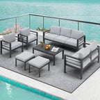 AECOJOY 7 Pieces Aluminum Patio Furniture Set Outdoor Conversation Set