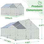AECOJOY Grand poulailler métallique avec enclos et cage à poules accessibles à pied