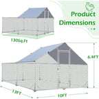 AECOJOY Grand poulailler métallique avec enclos et cage à poules accessibles à pied