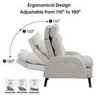 Fauteuil lounge HOMYKA avec dossier réglable et pouf de rangement