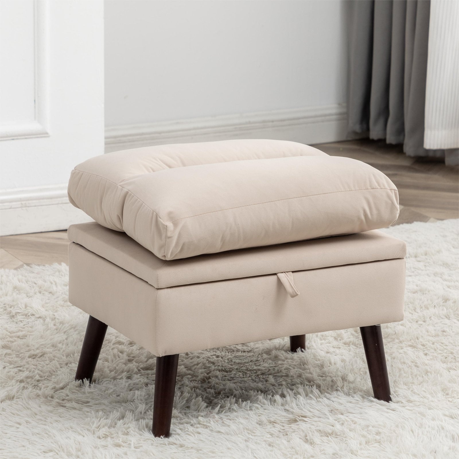 Fauteuil lounge HOMYKA avec dossier réglable et pouf de rangement
