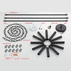 Lustre Acroma style ferme à 12 lumières, forme roue de chariot, 101,6 cm (40 po), homologué UL - 101,6 cm (40 po) de profondeur x 350 cm (138 po) de hauteur