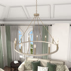 Lustre Acroma style ferme à 12 lumières, forme roue de chariot, 101,6 cm (40 po), homologué UL - 101,6 cm (40 po) de profondeur x 350 cm (138 po) de hauteur